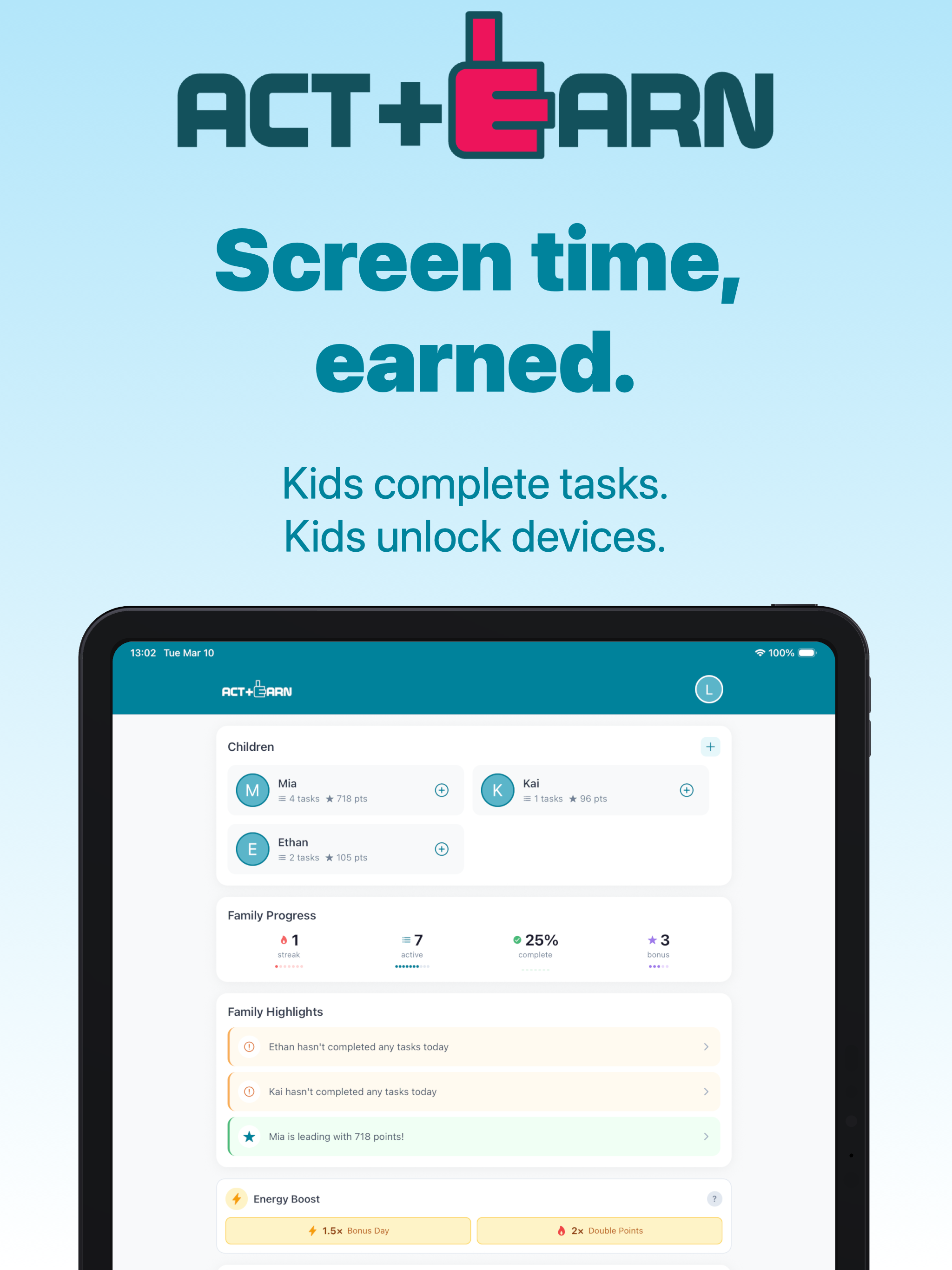 ACT+EARN: Kids Screen Time screenshot 6