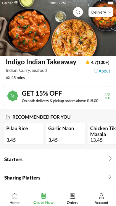 Indigo Indian Restaurant. Screenshot