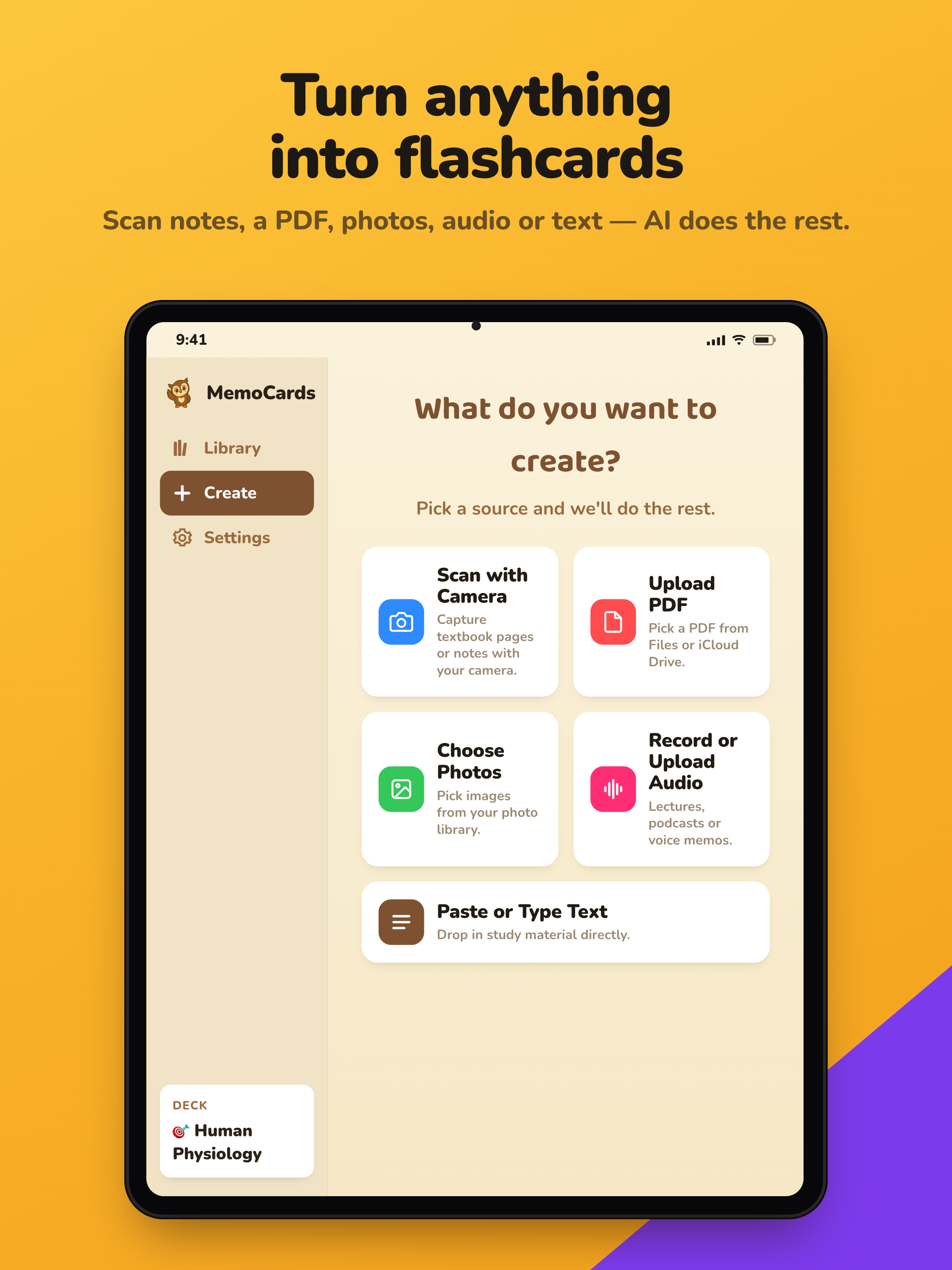 MemoCards: AI flashcards
