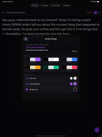 Teleprompter: Script & Record iPad screenshot