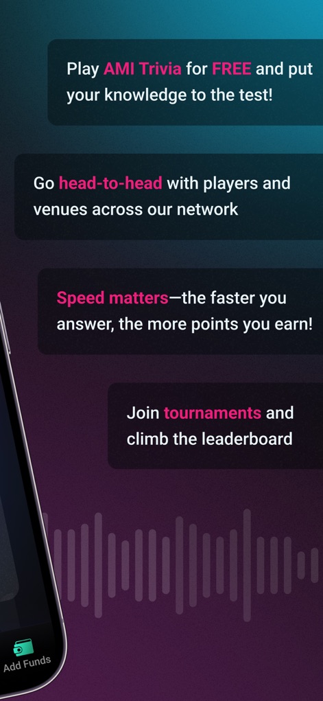 AMI Play - The app provides free access to AMI Trivia challenges and allows users to join exciting tournaments to compete for top scores.