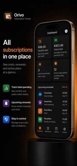 Orivo: Subscription Tracker screenshot 1