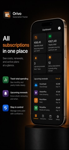 Orivo: Subscription Tracker Screenshot 1 of 5