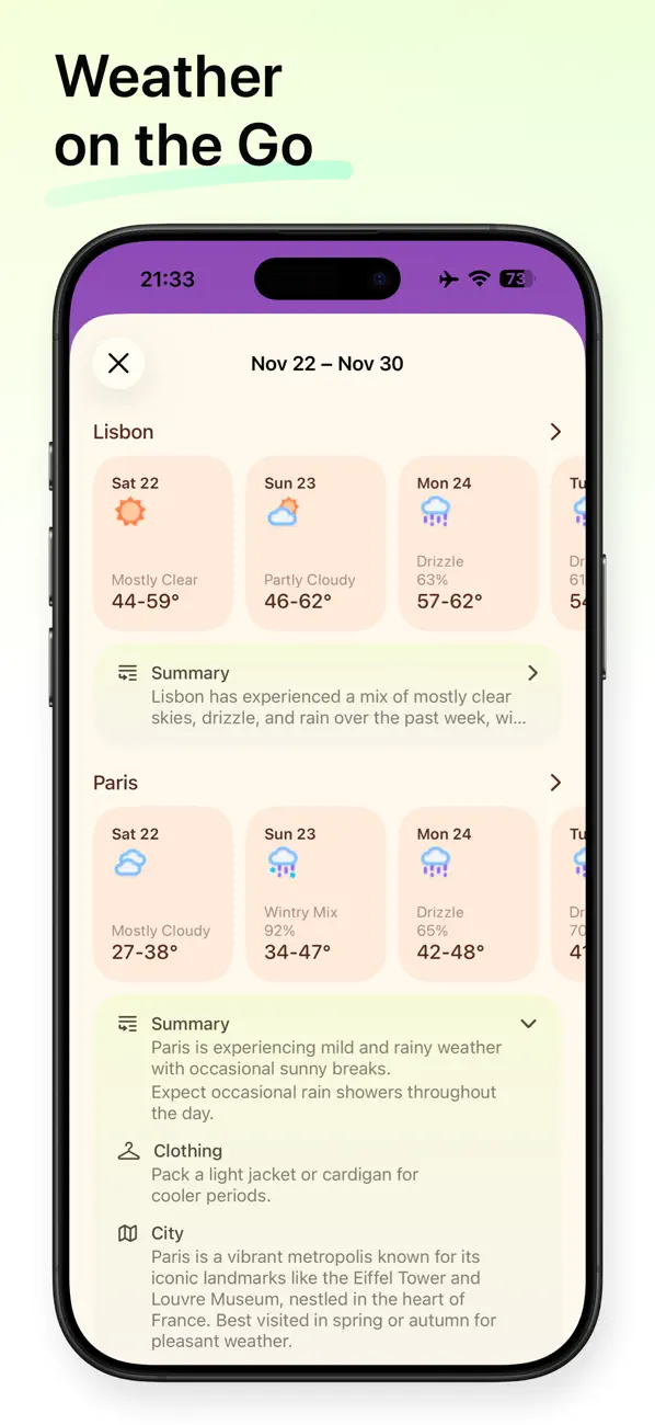 #4. Weather mini - Trip Forecasts (iOS) By: Kai Luo