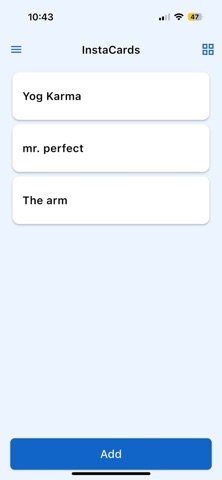 InstaCards App screenshot