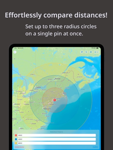 Radius On Map: Draw Circles iPad screenshot