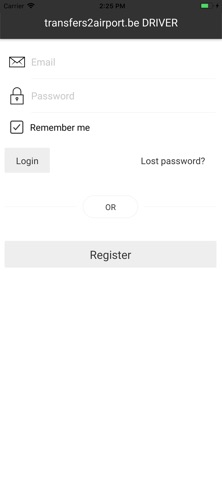 transfers2airport.be DRIVER screenshot