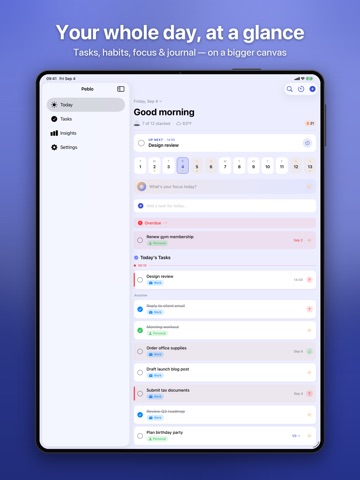 Peblo: Daily Planner & Habits iPad screenshot