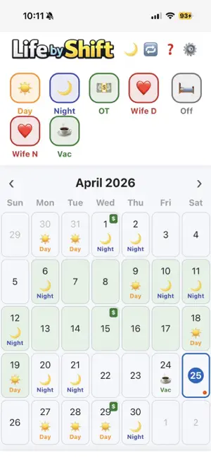 Life by Shift - shift tracker screenshot 2