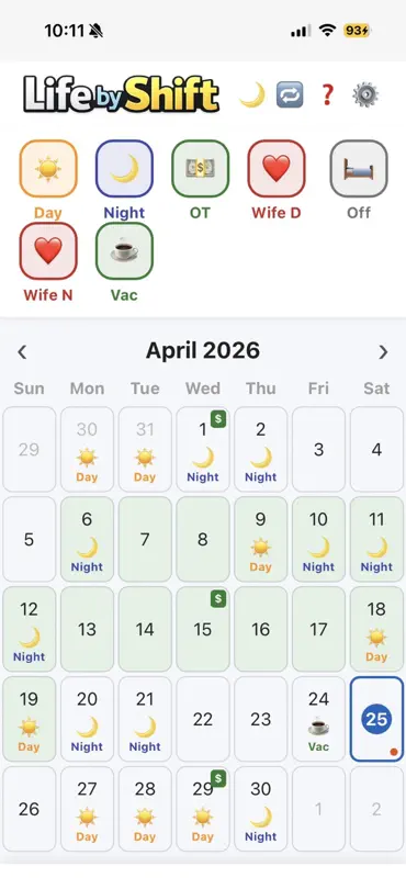 Life by Shift - shift tracker screenshot 2 of 5