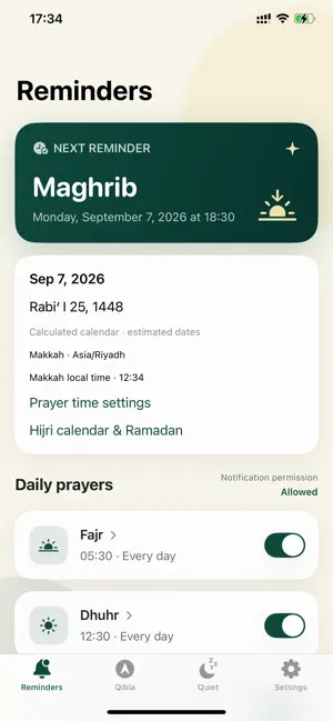 Prayer Companion: Qibla screenshot 1