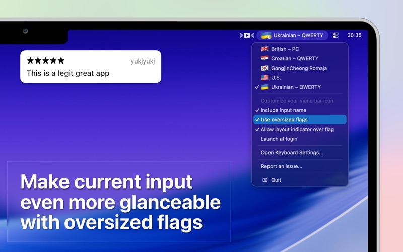 Colorful Input Menu Flags iPhone screenshot