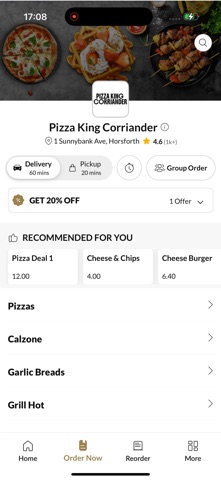 Pizza King Corriander. iPhone screenshot