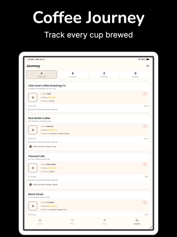 CafeConnections: Coffee Diary iPad screenshot