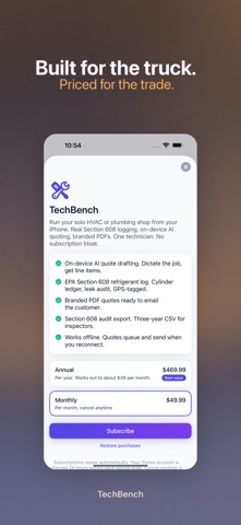 TechBench HVAC iPhone screenshot