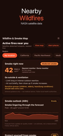 Wildfire Map & Smoke Tracker Screenshot 1 of 3