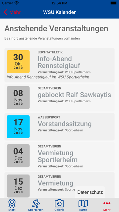 Warendorfer Sportunion e.V. Screenshot