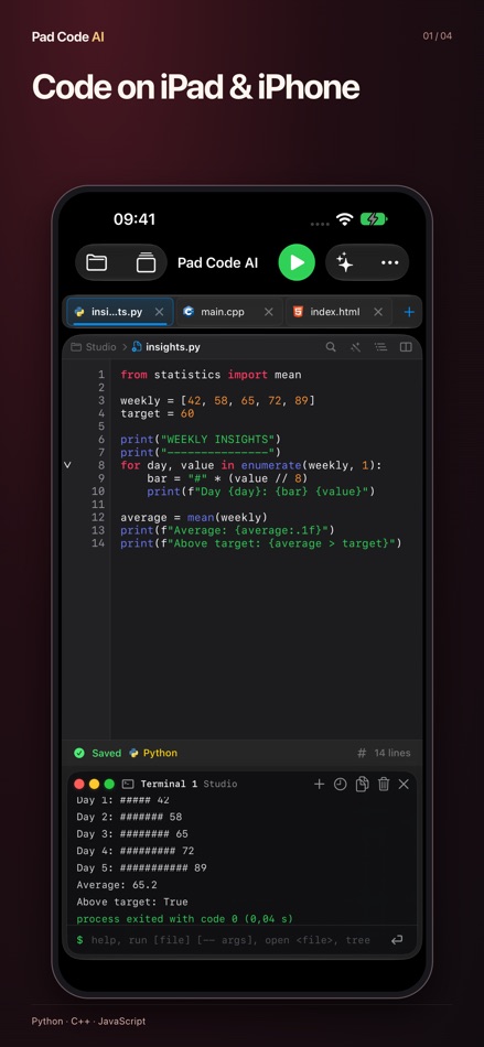 #1. Pad Code AI: Code Editor & IDE (iOS) Von: Hung Tien Pham