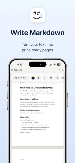GoodMarkdowns: Markdown to PDF screenshot 1