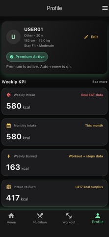 FitAndEat: Workout & Calorie iPhone screenshot
