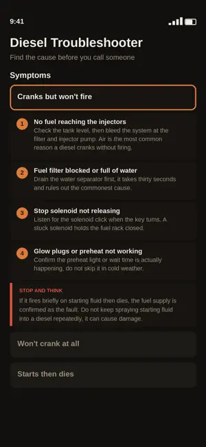 Diesel Engine Troubleshooter screenshot 2