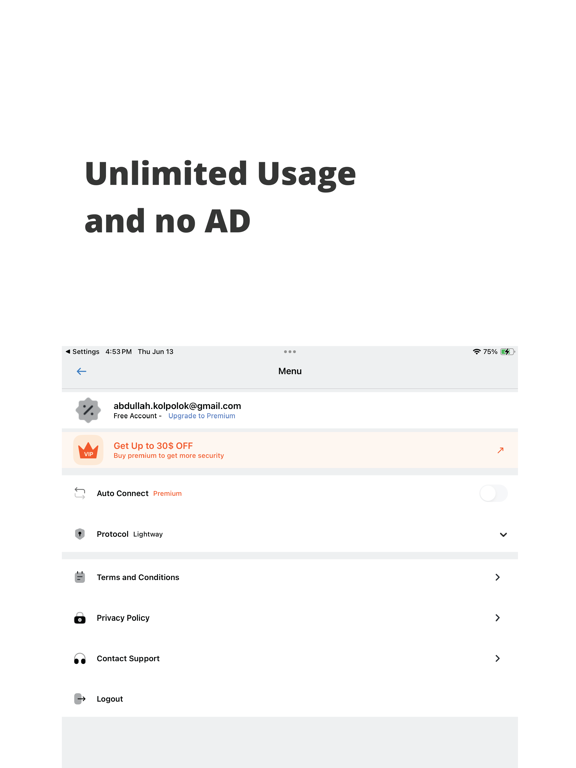 PeachVPN iPad screenshot 3 - Utilities app