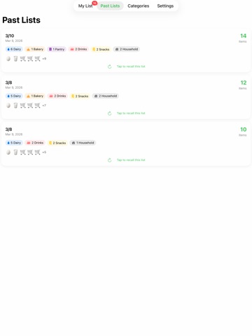 Grocery/ShoppingList iPad screenshot