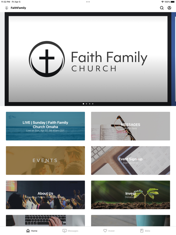 Faith Family Church - Omaha iPad screenshot 1 - Lifestyle app