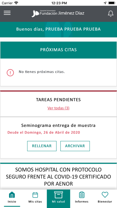 Fundación Jimenez Díaz Screenshot