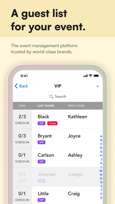 Screenshot #1 pour Guestlist: Guest List App