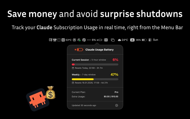 Usage Battery for Cluade Code screenshot