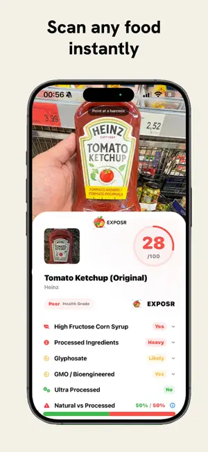 Exposr - Food Product Scanner screenshot 1