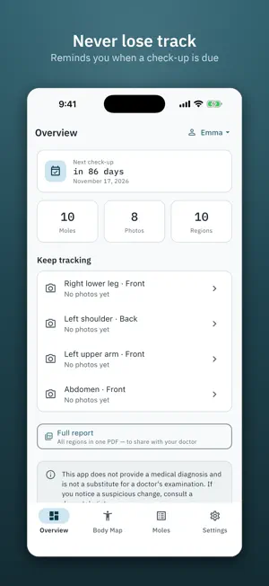Dermory: Mole & Skin Tracker screenshot 2