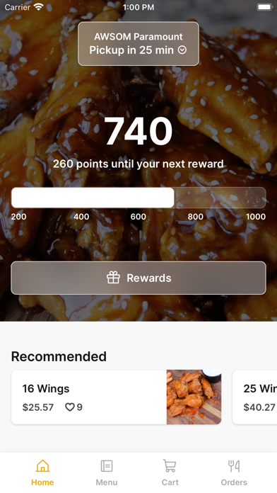 AWSOM Wings Pizza & Burgers iPhone screenshot 1 - Food & Drink app