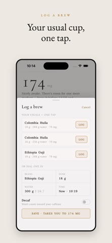 Caffeinity iPhone screenshot