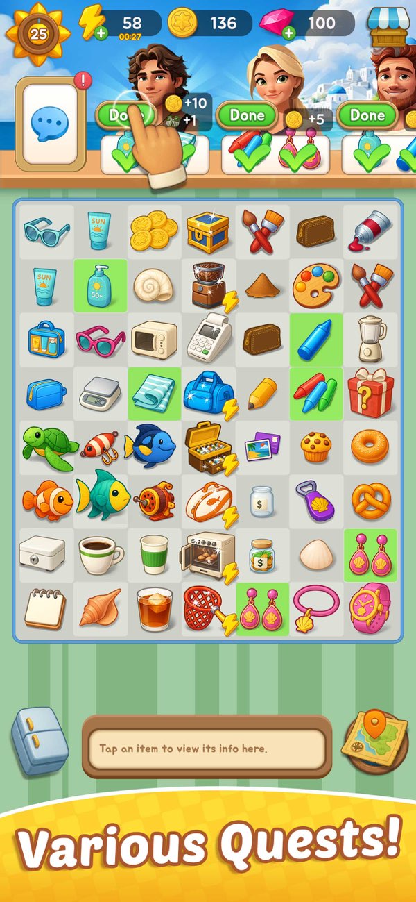 Merge Beach : Gossip & Mystery Hack screenshot 8 - game app interface