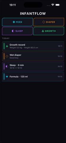 InfantFlow: Care & Growth Log iPhone screenshot