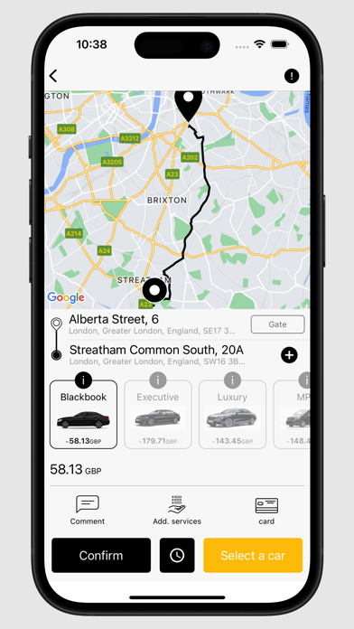 Blackbook: Request a ride Screenshot
