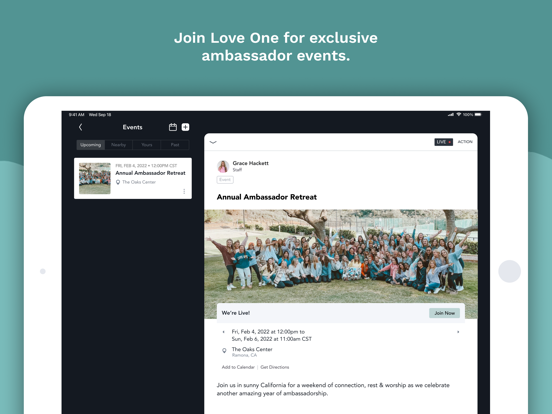 Love One Ambassadors iPad screenshot 2 - Social Networking app