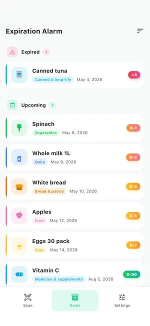 Expiration Alarm screenshot 1