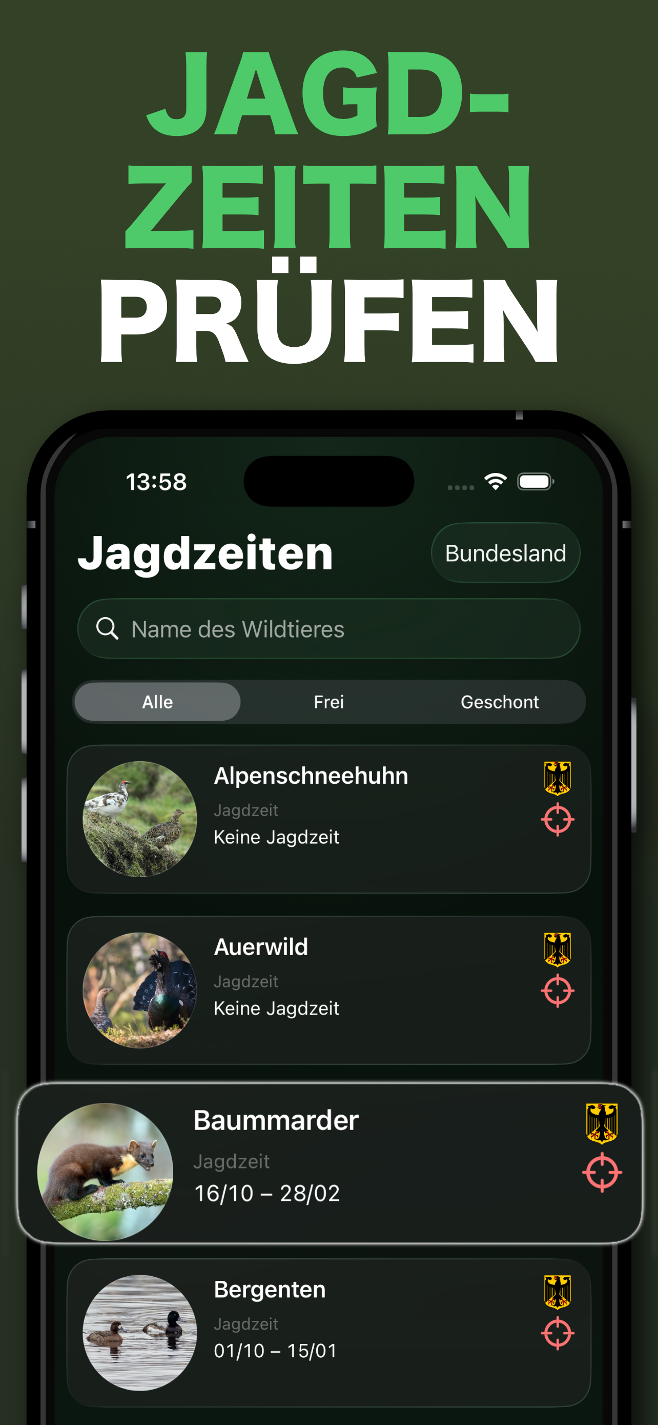 Jagdzeiten App - Hunting Plus screenshot 3