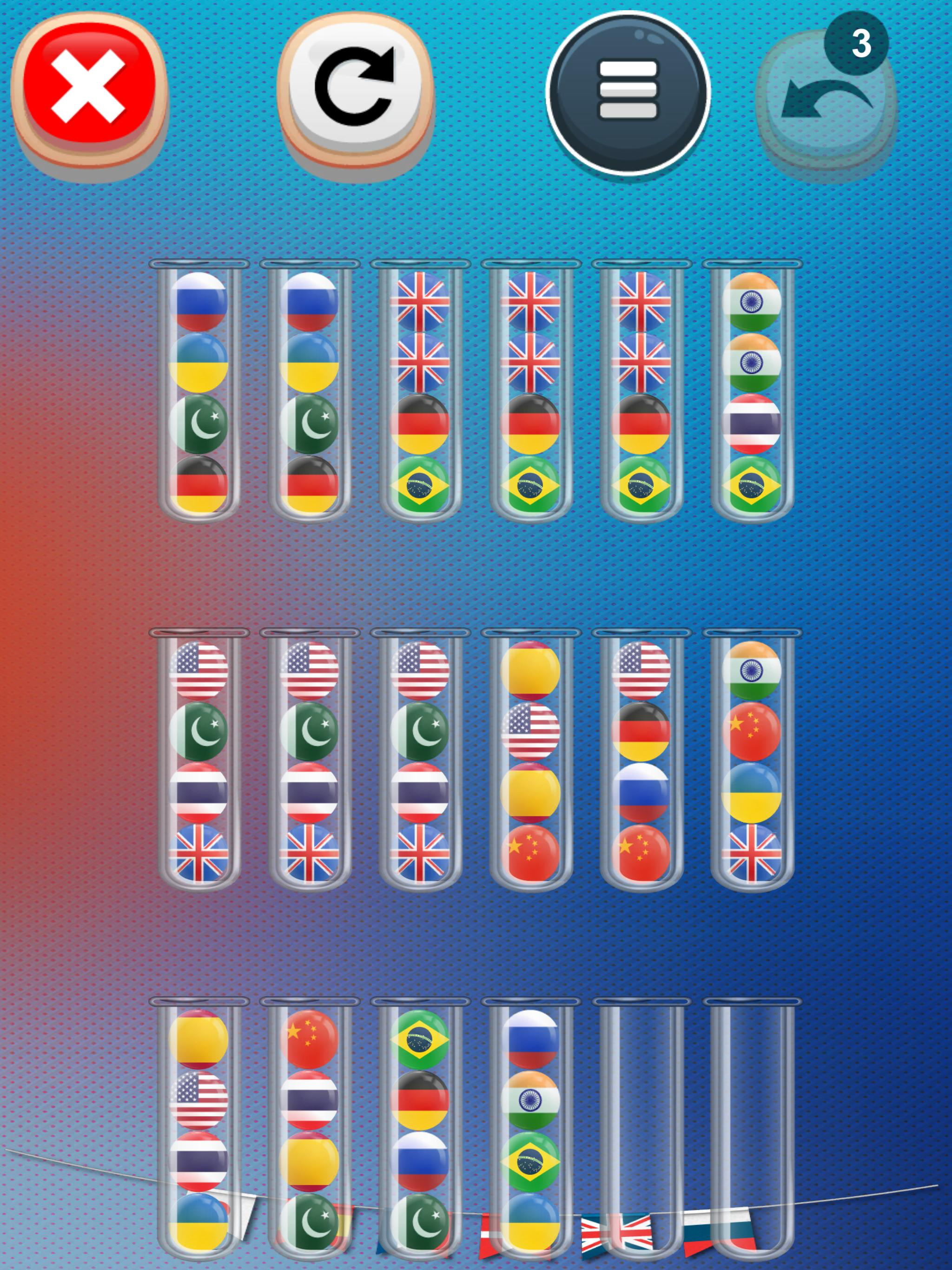 Flag Sort Game: Sorting Puzzle