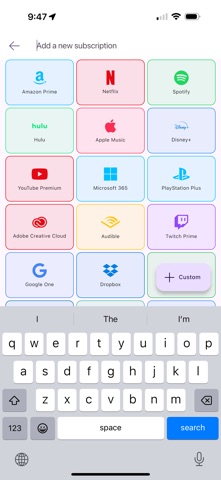 Subscriptions Space screenshot