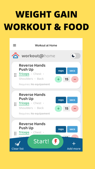 Weight Gain Workouts & Food Screenshot