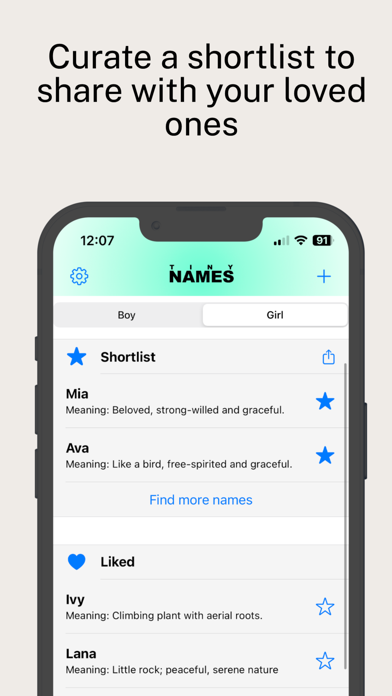 Tiny Names: Find a baby name Screenshot