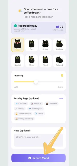 Mood Cat: Mood Tracker & Diary screenshot 1