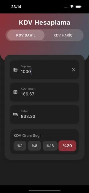 KDV Hesap Makinesi screenshot 1