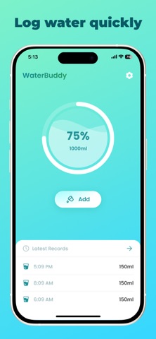 WaterBuddy - Track & Drink iPhone screenshot