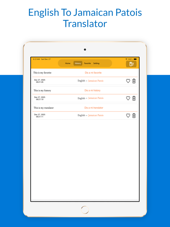 English Jamaican Patois Trans iPad screenshot