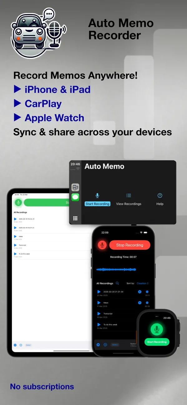 Screenshot #1 pour Auto Memo Recorder